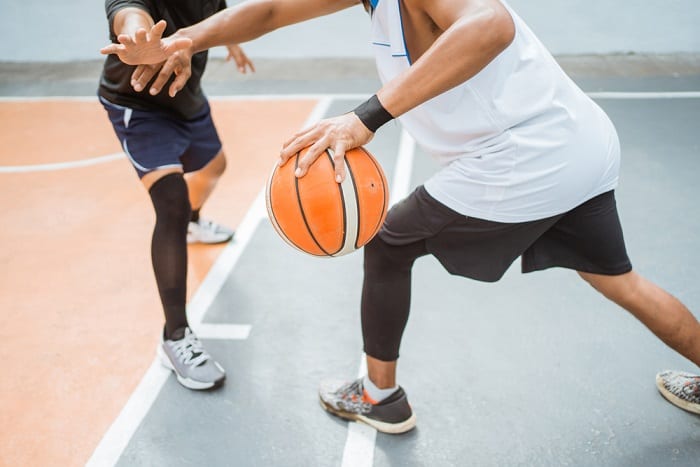 Perfect feet position for shooting Basketball