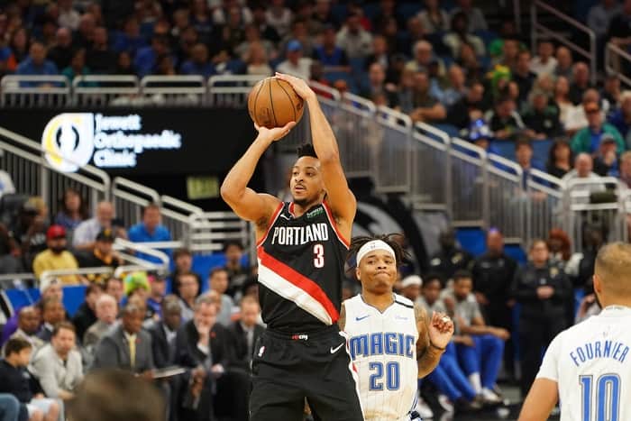 CJ McCollum in action during a basketball game