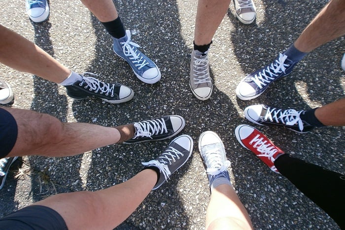 Legs with basketball shoes