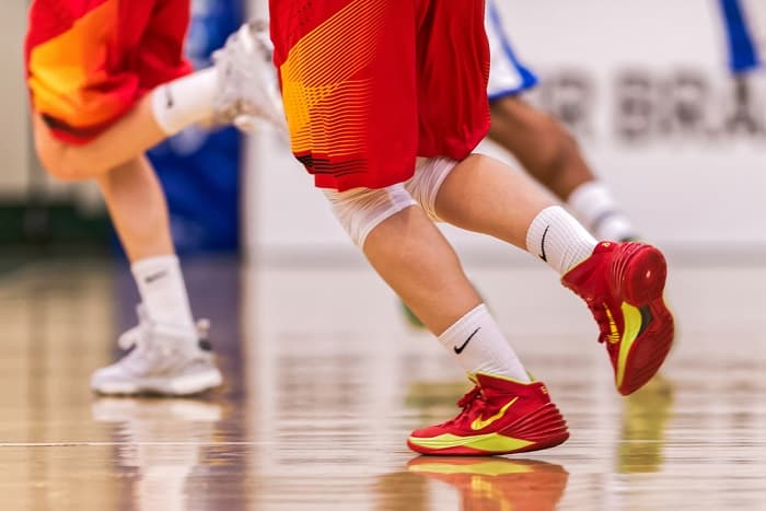 Feet and legs at the Women European Basketball Qualifier game be