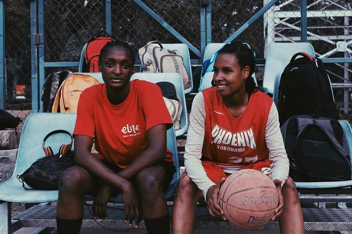 Girls basketball players