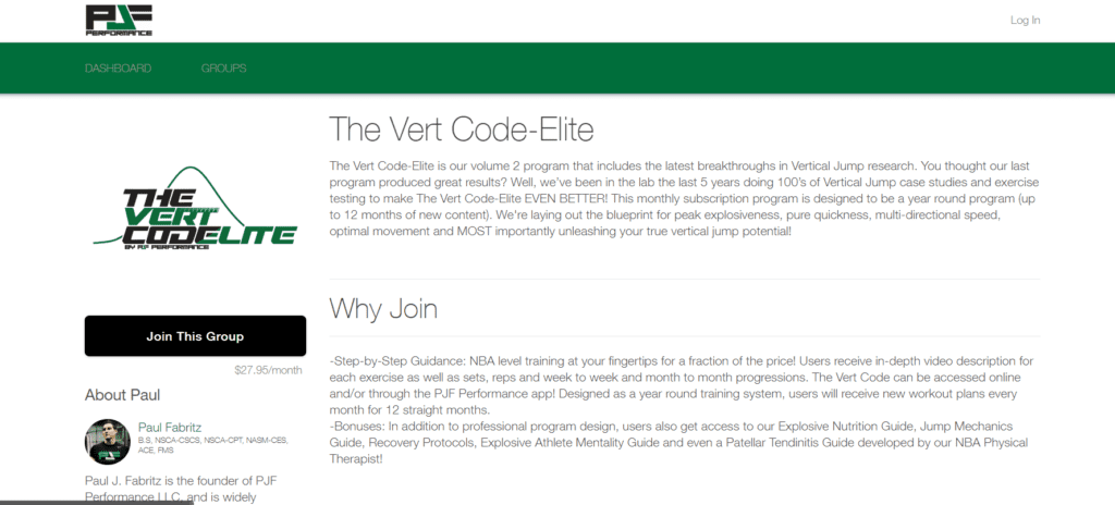 the vert colde elite jump program