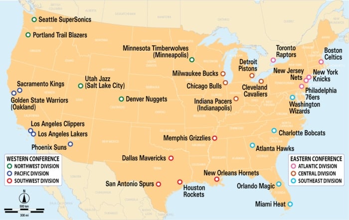 nba divisions map from 2008.