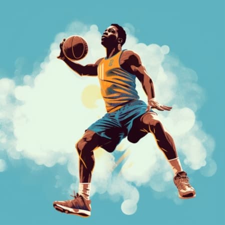 an illustration of a basketball player jumping high
